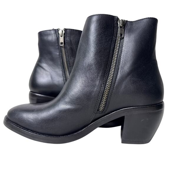 Frye Rosalia Bootie Block Heel Women's 7M Black Leather Side Zip Pointed Toe - Picture 2 of 8